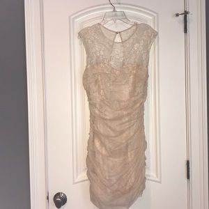 Cream lace body con dress